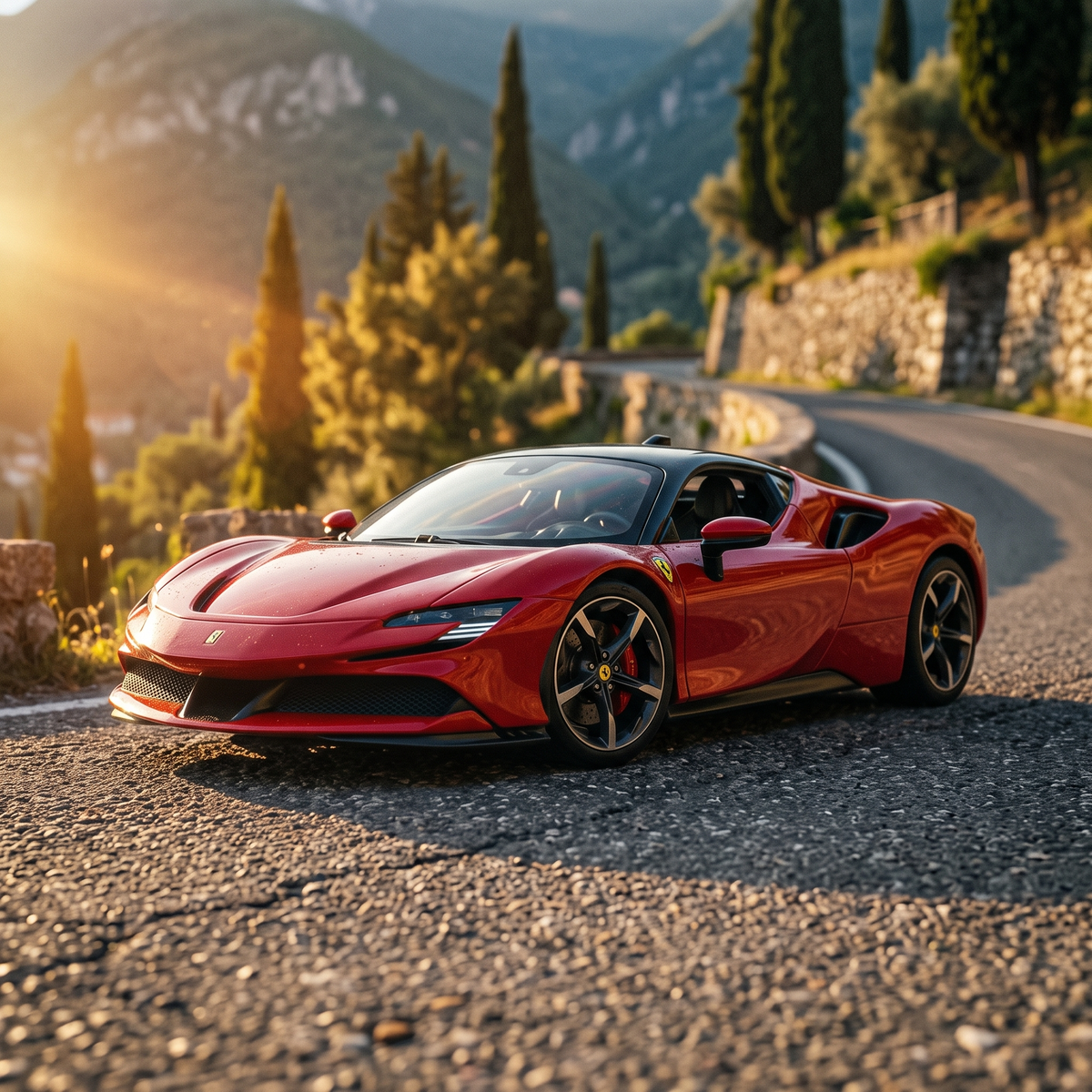 Ferrari SF90 1:64 - route de montagne